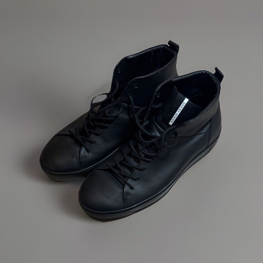 ECCO DANISH  Black Leather Lace-Up Ankle Boots Women's US7/EU41 Casual Rubber